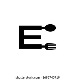 initial letter E logo spoon and fork