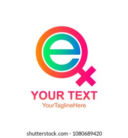 Initial letter E logo template colorfull female icon design for business and company identity