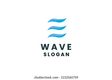 Initial letter E logo template for wave vector illustration.