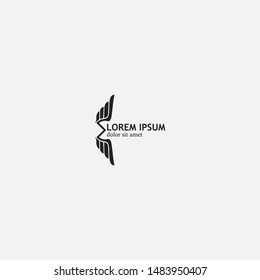 Initial letter E logo vector design illustration. simple image vertical wings