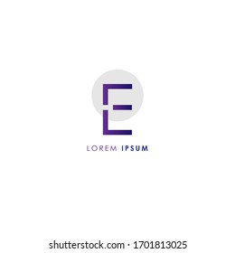 Initial letter E logo vector design template with grey circle isolated on white background. Can be used for company logo or symbol