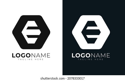Initial letter e logo vector design template. With Hexagonal shape. Polygonal style.