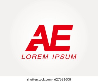 initial letter a and e logo vector. ae red design