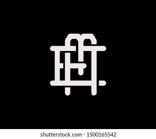 Initial letter E and M, EM, ME, overlapping interlock logo, monogram line art vintage style on black background