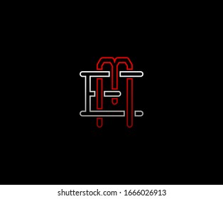 Initial letter E and M, EM, ME, overlapping interlock logo, monogram line art vintage style on black background