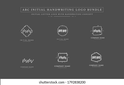 Initial letter E M EM bundle for identity and logo. Vector logo template with handwriting and signature style.