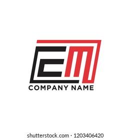 Initial letter E M logo template vector