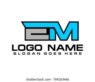 Initial letter E & M logo template vector