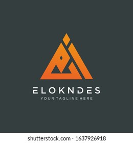 Initial letter E I minimalist art logo with triangle concept. creative minimal logo icon design  with letter E I with summit element. elegant Logo template vector creative business. - VECTOR