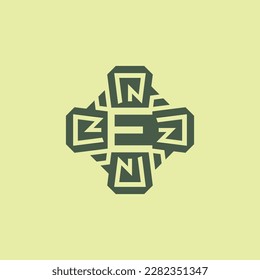 Initial letter E modern technology circuit pattern emblem logo