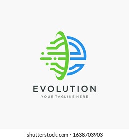 initial letter E motion logo design with swoosh and speed element. symbol evolution for technology digital. -vector
