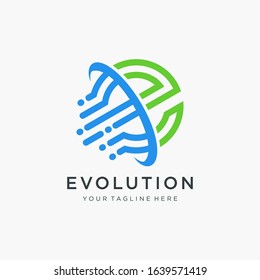 initial letter E motion logo design with swoosh and speed element. symbol evolution for technology digital. -vector
