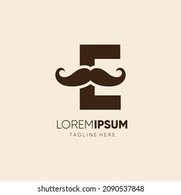 Initial Letter E Mustache Logo Design Vector Icon Graphic Emblem Illustration