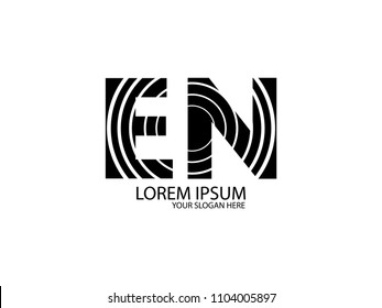 Initial Letter E and N circle line black color Design Logo Vector Graphic Branding Letter Element.