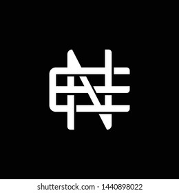 Initial letter E and N, EN, NE, overlapping interlock monogram logo, white color on black background