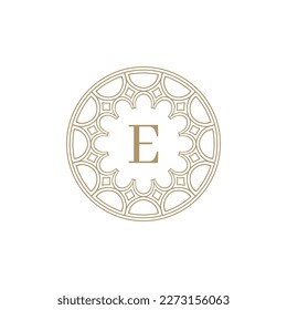 letra inicial E emblema ornamental marco logotipo de círculo