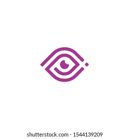 Initial letter e or p logo template with modern geometric eye or leaf symbol in flat design monogram illustration