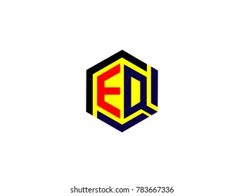 Initial letter E and Q Hexagonal design Logo Vector Graphic Branding Letter Element.