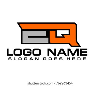 Initial letter E & Q logo template vector