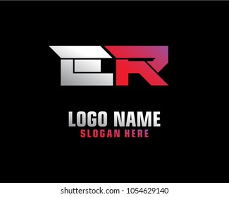 Initial letter E R logo template vector