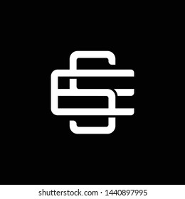 Initial letter E and S, ES, SE, overlapping interlock monogram logo, white color on black background