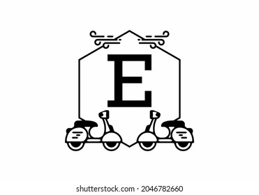 Initial letter E in scooter frame design