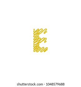 Initial letter E scribble gold logo