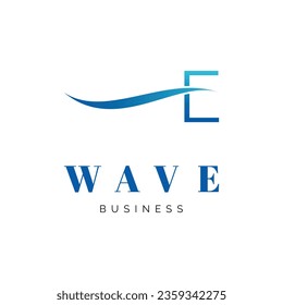 Initial Letter E Sea Wave Icon Logo Design Template