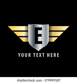 Initial Letter E Shield Icon Design Logo Template