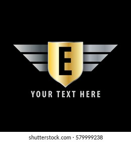 Initial Letter E Shield Icon Design Logo Template