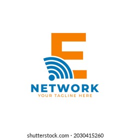 Initial Letter E with Signal Sign Logo Branding Identity Logo Design Template