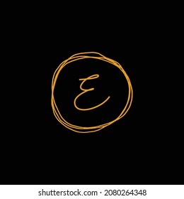 Initial letter E signature handwritten elegant logo design template vector. Signature luxury logo design template.