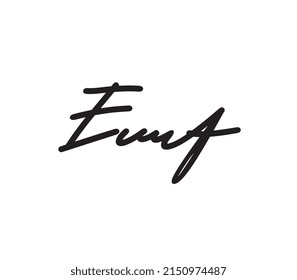 Initial letter E signature illustration, isolated on white background