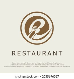 Initial Letter e With Spoon and Fork Icon for Restaurant, Catering, Cafe, Cafeteria, Food, Kitchen Retail Business Logo Design Concept	