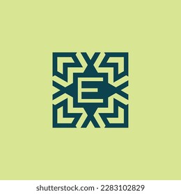Initial letter E square abstract pattern logo