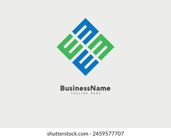 initial letter E square box shape logo