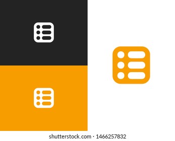 Initial letter E in square rounded shape. Menu, list icon, pictogram in square rounded shape. Stylized sign menu for your website design, logo, app, UI. Content view options. Vector illustration.