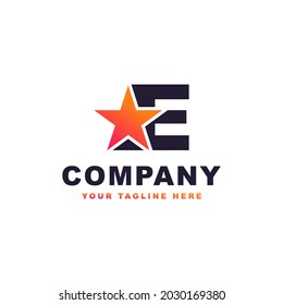 Initial letter E star logo design template vector illustration