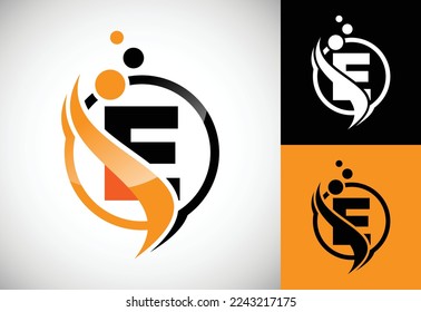 Letra inicial E con el concepto de diseño de logotipo biotecnológico. Logotipo para la tecnología científica.