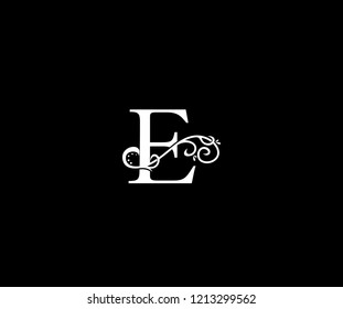 Initial Letter E Swoosh Flourishes Monogram Logo