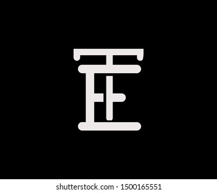 Initial letter E and T, ET, TE, overlapping interlock logo, monogram line art vintage style on black background