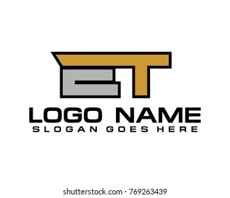 Initial letter E & T logo template vector