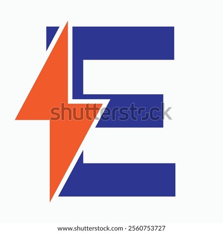 Initial Letter E With Thunder Bolt Symbol. Power Icon Electric Symbol Vector Template