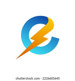 Initial letter E thunder logo, thunderbolt letter E symbol, letter E to electricity,logo symbol vector
