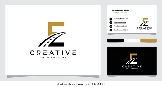 Initial Letter E Transport Logo. E Letter Road Logo Design Transportation Sign Symbol