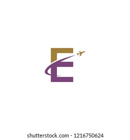 Initial Letter E Transportaion, Airplane, Aircraft Log Design
