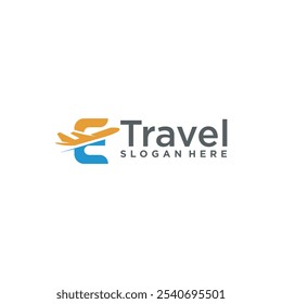 Initial letter E travel logo, travel agency logo, travel business logo concept.