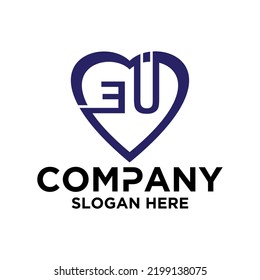 Initial letter e u logo vector design template