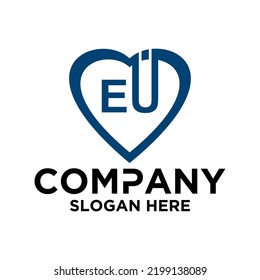 Initial letter e u logo vector design template