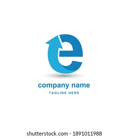 initial letter e with upward arrow for finance, development, success, training business logo concept